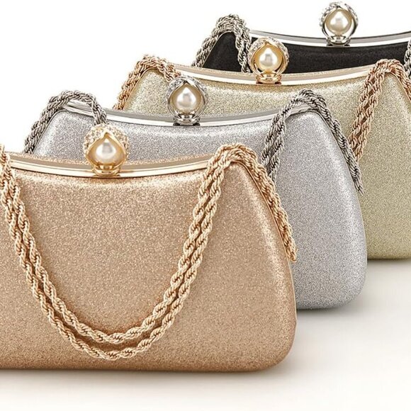 Pearl Clutch Purse for Women Evening Bag Wedding Party Shoulder Bag - Picture 8 of 8
